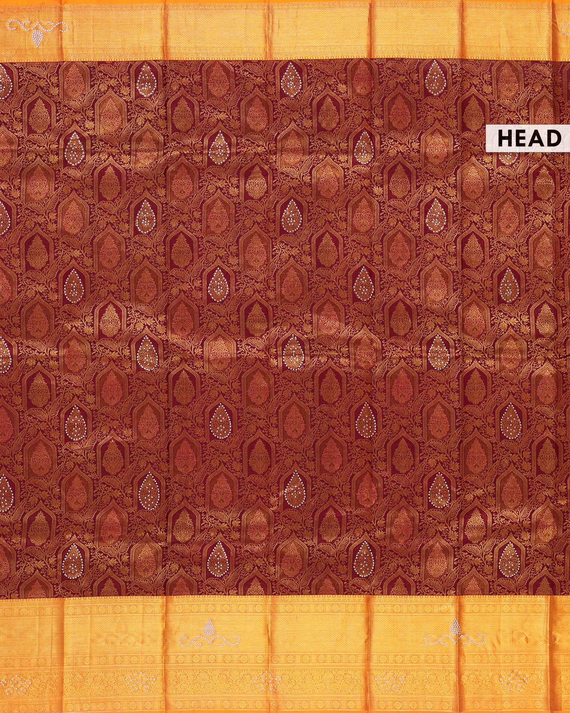 Niranjana Exclusive Handloom Silk Saree with Intricate Zari Weave & Traditional Motifs - Maroon-Head
