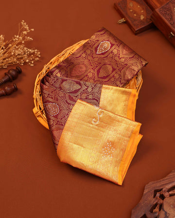 Niranjana Exclusive Handloom Silk Saree with Intricate Zari Weave & Traditional Motifs - Maroon