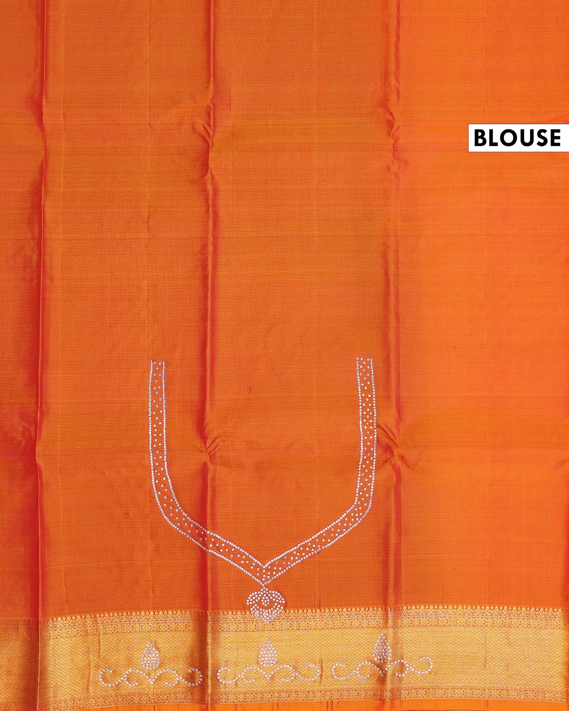 Niranjana Exclusive Handloom Silk Saree with Intricate Zari Weave & Traditional Motifs - Orange-Blouse