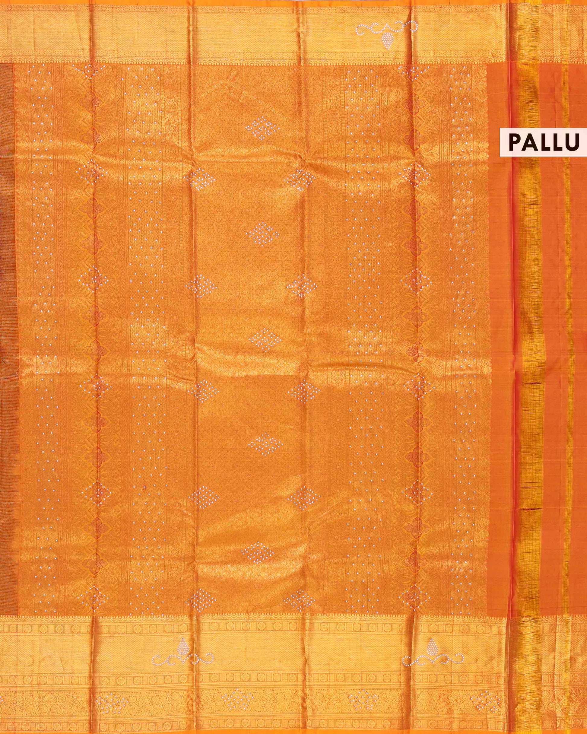 Niranjana Exclusive Handloom Silk Saree with Intricate Zari Weave & Traditional Motifs - Orange-Pallu