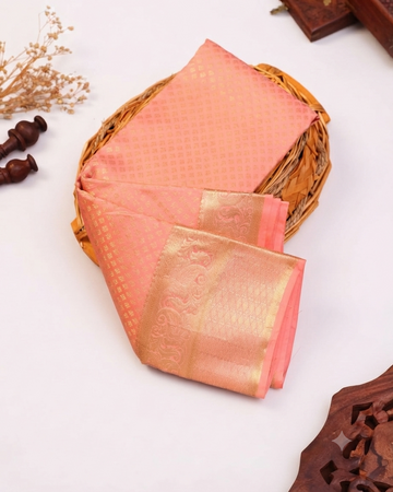 Niranjana Handloom Silk Saree with Intricate Zari Weave & Traditional Motifs - Pink