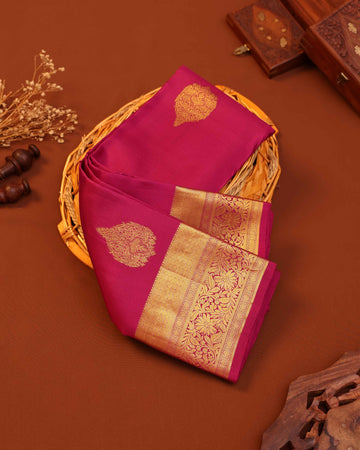 Niranjana Silk Saree with Intricate Zari Border & Traditional Motif - Magenta