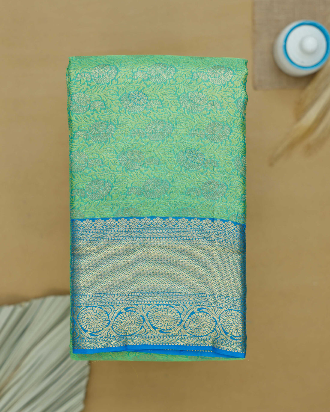 Niranjana Silk Saree with Intricate Zari Border and Traditional Motifs -  Green