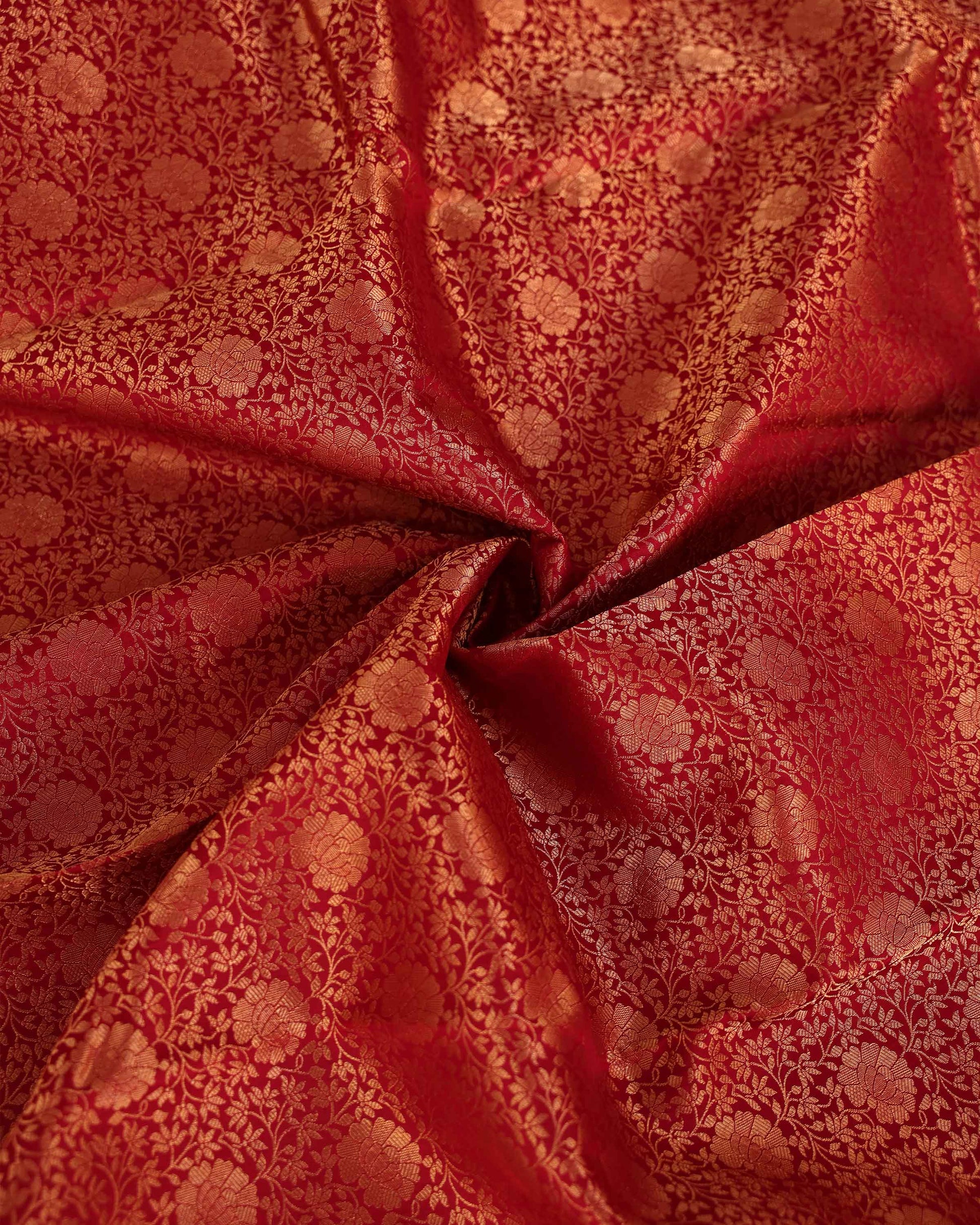  Niranjana Silk Saree with Intricate Zari Weave & Rich Brocade Border - Red-Close Up