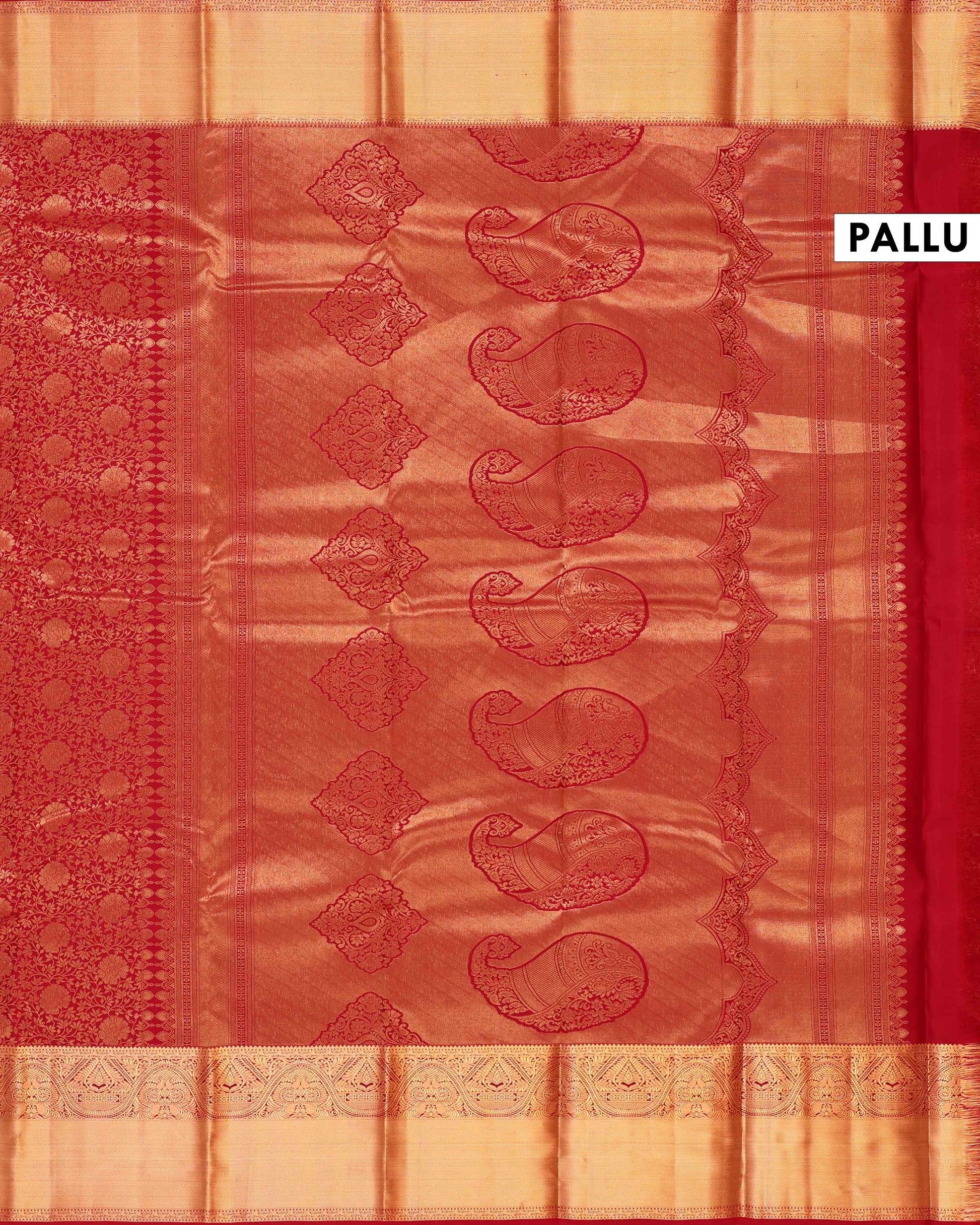  Niranjana Silk Saree with Intricate Zari Weave & Rich Brocade Border - Red-Pallu