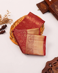 Niranjana Silk Saree with Intricate Zari Weave & Rich Brocade Border - Red