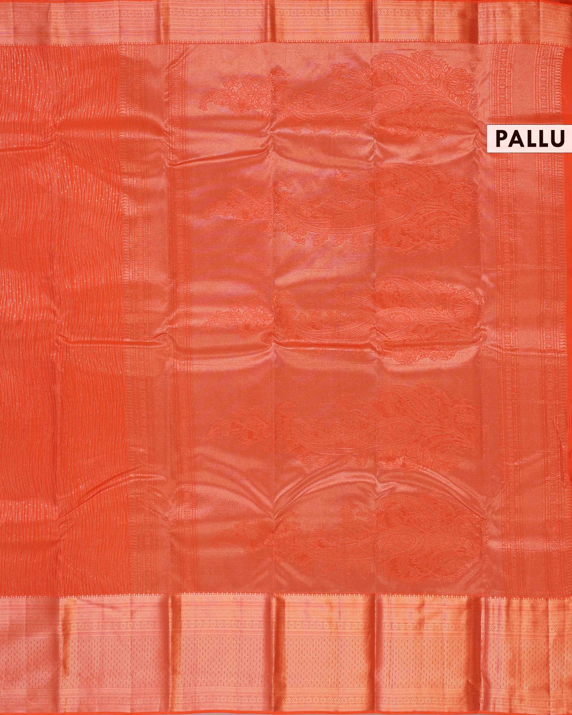 Niranjana Silk Saree with Intricate Zari Weave & Traditional Border - Orange-Pallu