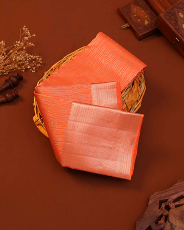 Niranjana Silk Saree with Intricate Zari Weave & Traditional Border - Orange