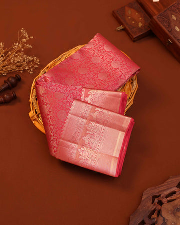 Niranjana Silk Saree with Intricate Zari Weave & Traditional Motifs - Magenta