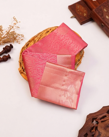 Niranjana Silk Saree with Intricate Zari Weave & Traditional Motifs - Pink