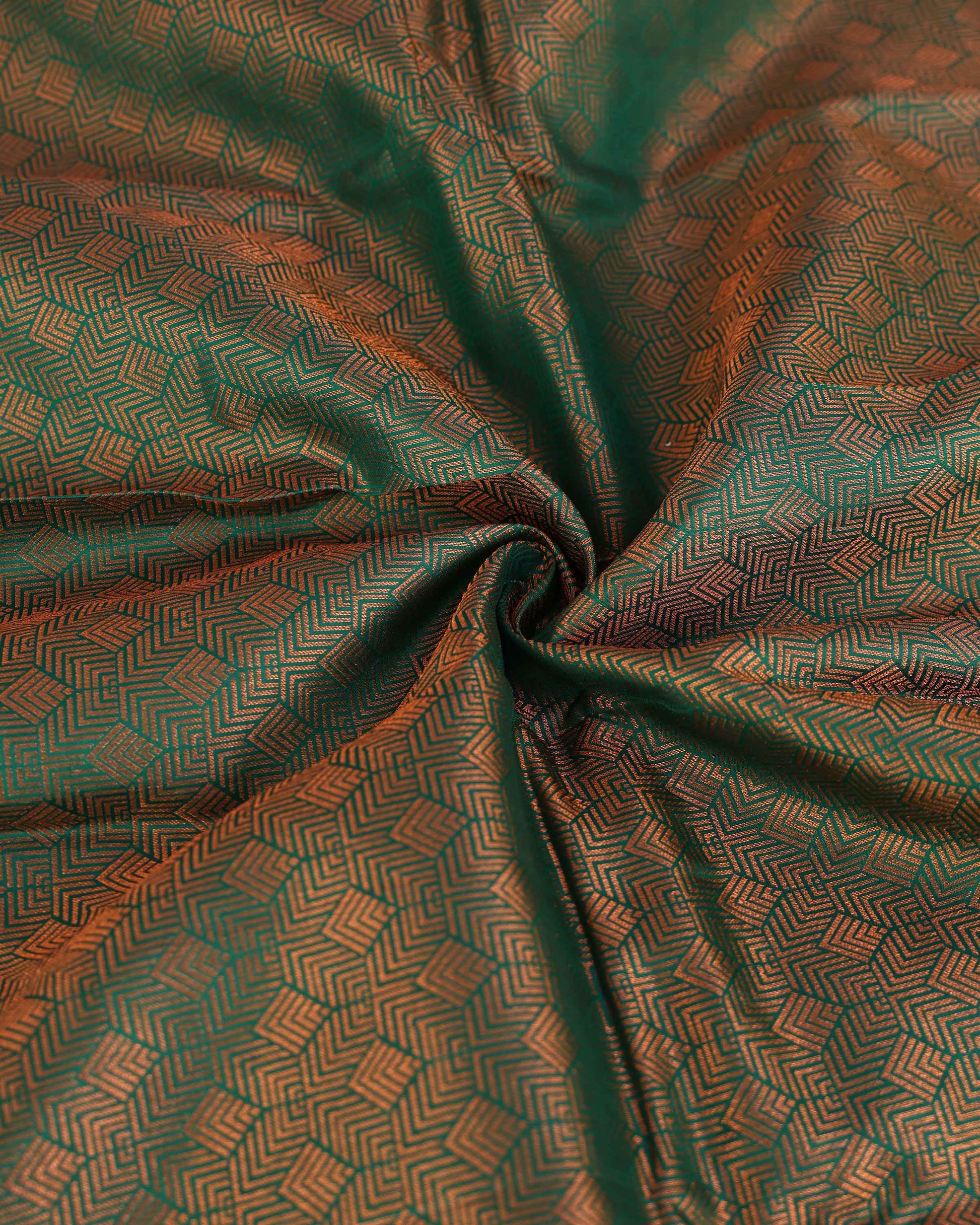  Niranjana Silk Saree with Intricate Zari Weave and Contrast Border -Green-Close Up