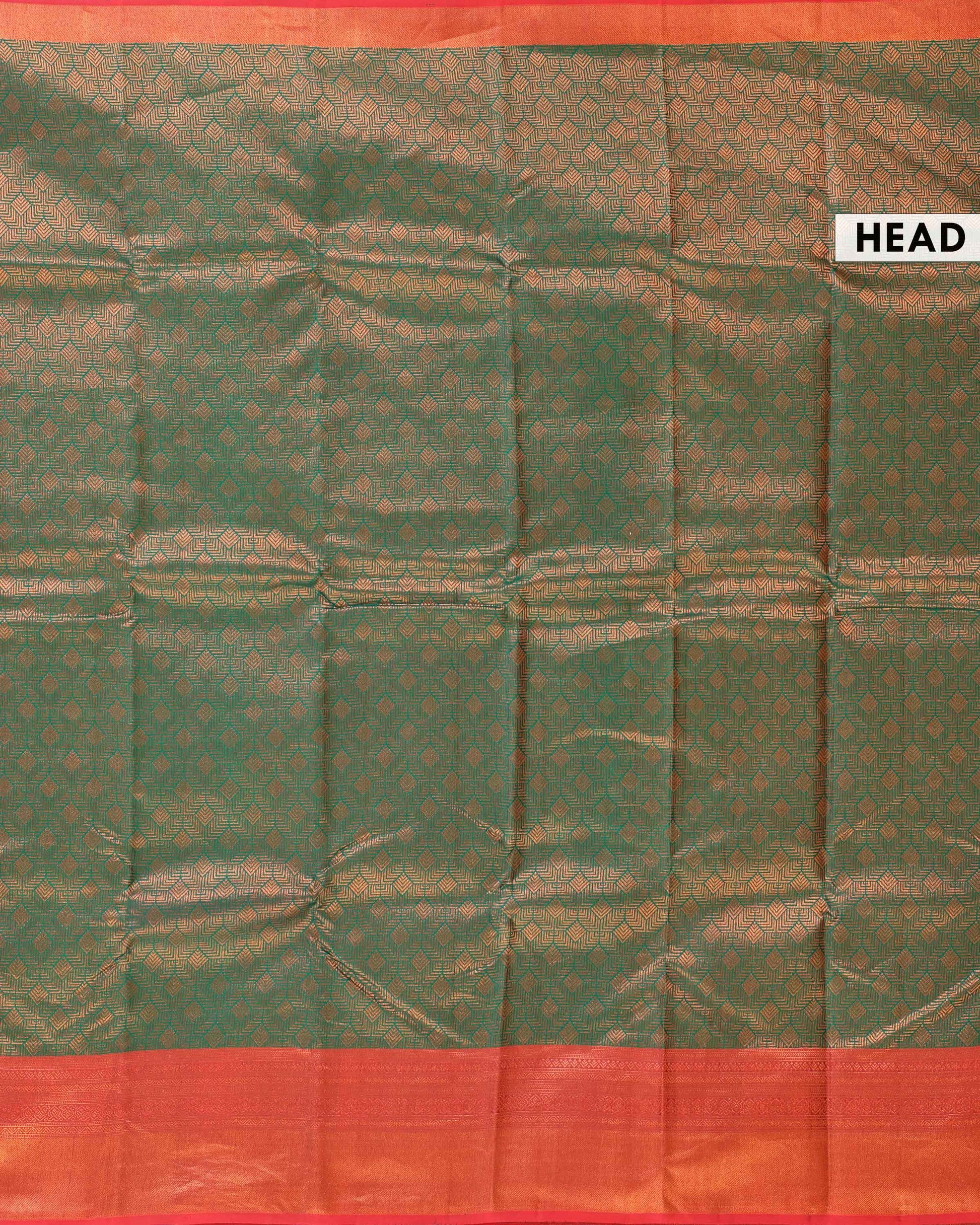 
Niranjana Silk Saree with Intricate Zari Weave and Contrast Border -Green-Head
