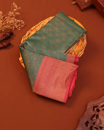 Niranjana Silk Saree with Intricate Zari Weave and Contrast Border -Green