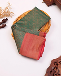 Niranjana Silk Saree with Intricate Zari Weave and Contrast Border -Green