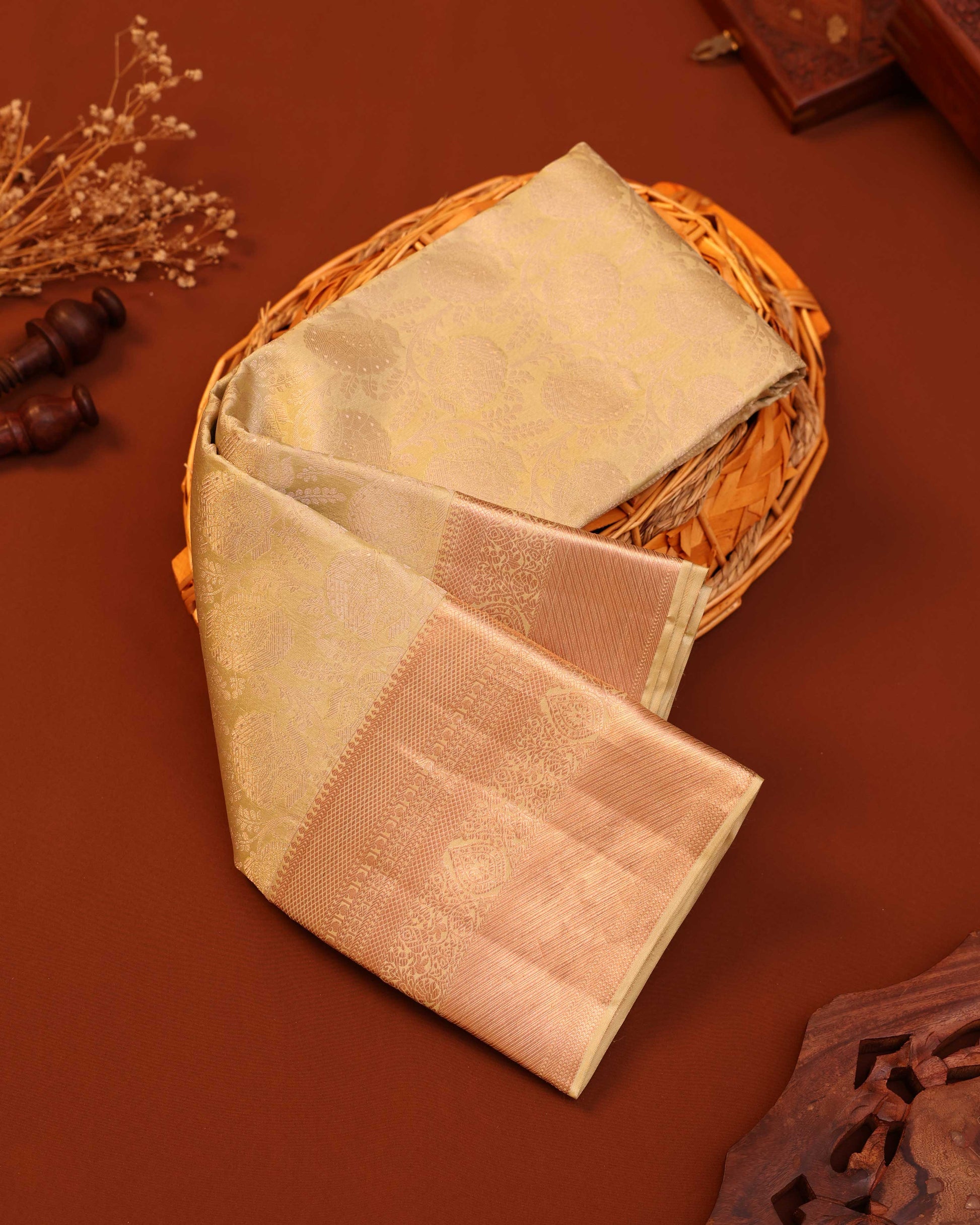 Niranjana Silk Saree with Intricate Zari Weave and Contrast Border - Light Green