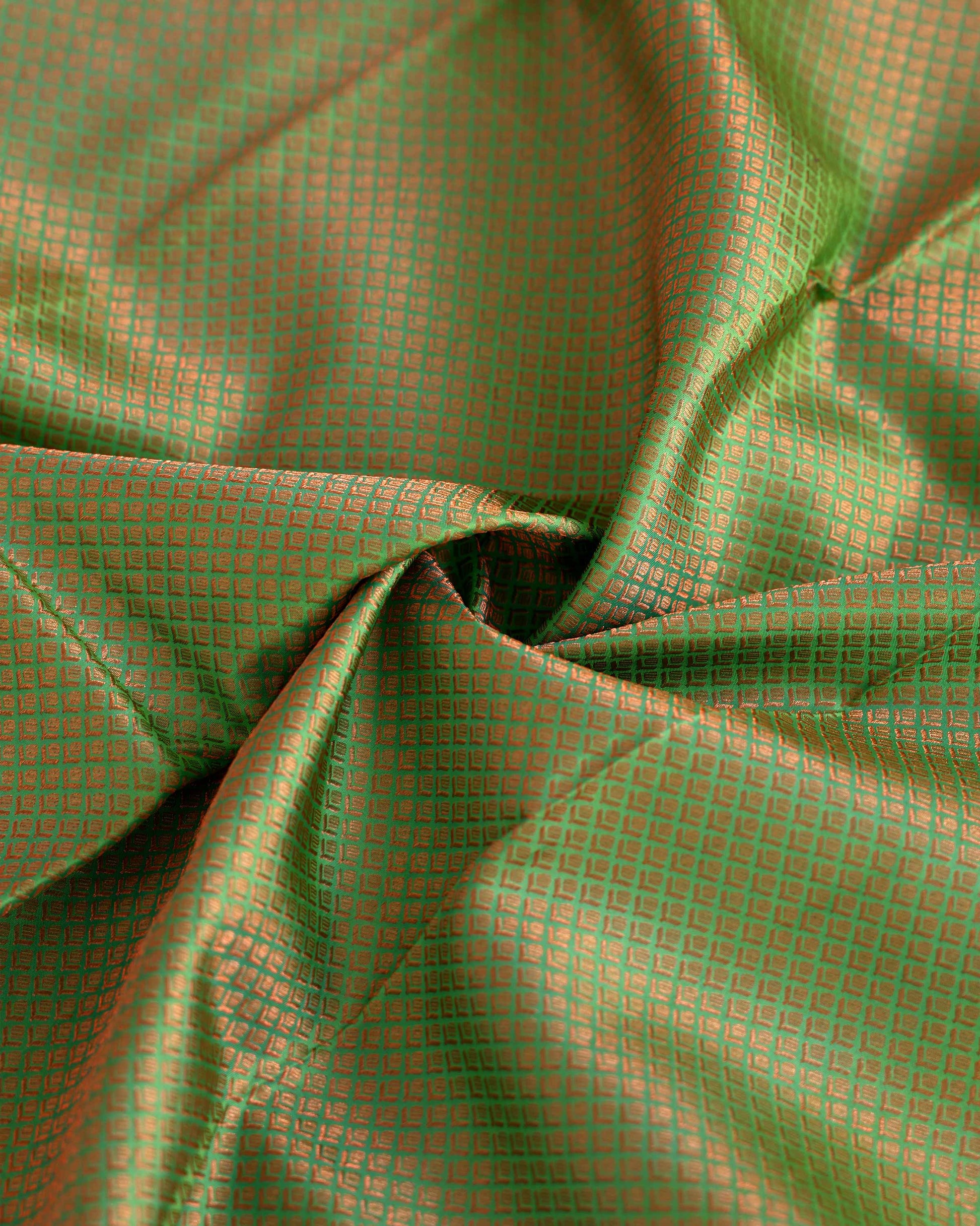 Niranjana Silk Saree with Intricate Zari Weave and Traditional Motifs - Green-Close Up