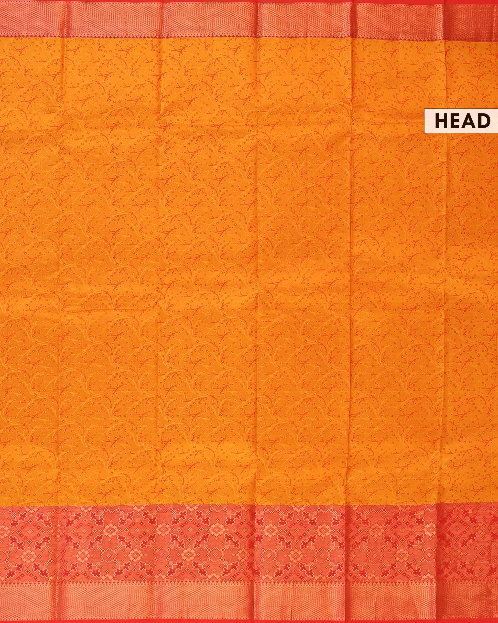 Niranjana Silk Saree with Intricate Zari Weaving and Elaborate Contrast Border - Yellow-Head