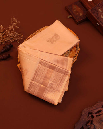 Niranjana Silk Saree with Intricate Zari Work and Traditional Motifs - Sandal