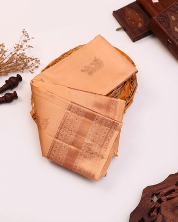 Niranjana Silk Saree with Intricate Zari Work and Traditional Motifs - Sandal