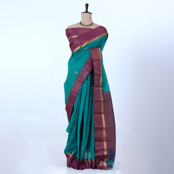 Dark Green Elampillai Silk Cotton Sarees for Women | Festive & Family Events Collection | Jeyachandran - Full View