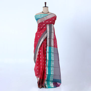 Dark Pink Elampillai Silk Cotton Sarees for Women | Festive & Family Events Collection | Jeyachandran - Full View