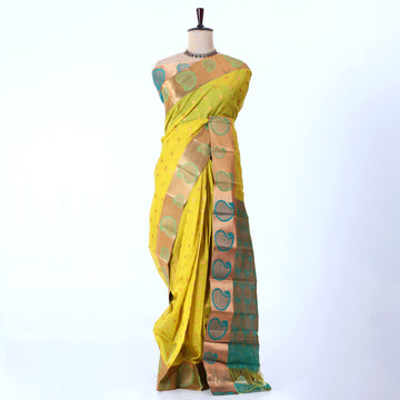 Green Elampillai Silk Cotton Sarees for Women | Festive & Family Events Collection | Jeyachandran - Full View