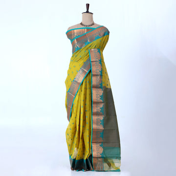 Green Elampillai Silk Cotton Sarees for Women | Festive & Family Events Collection | Jeyachandran - Full View