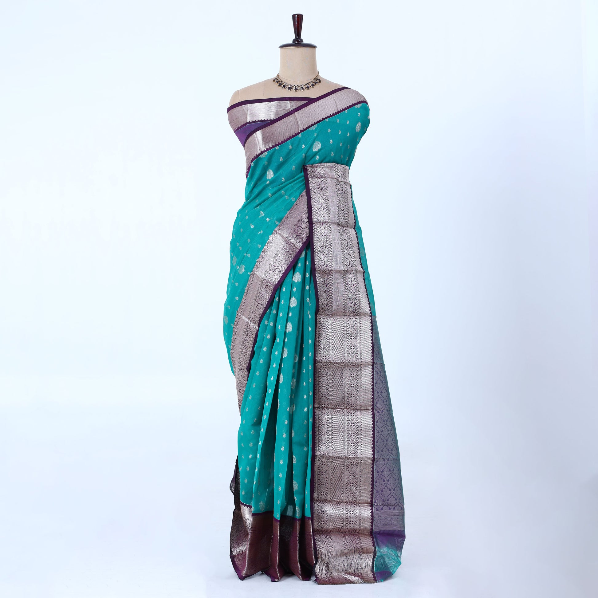 Green Elampillai Silk Cotton Sarees for Women | Festive & Family Events Collection | Jeyachandran - Full View