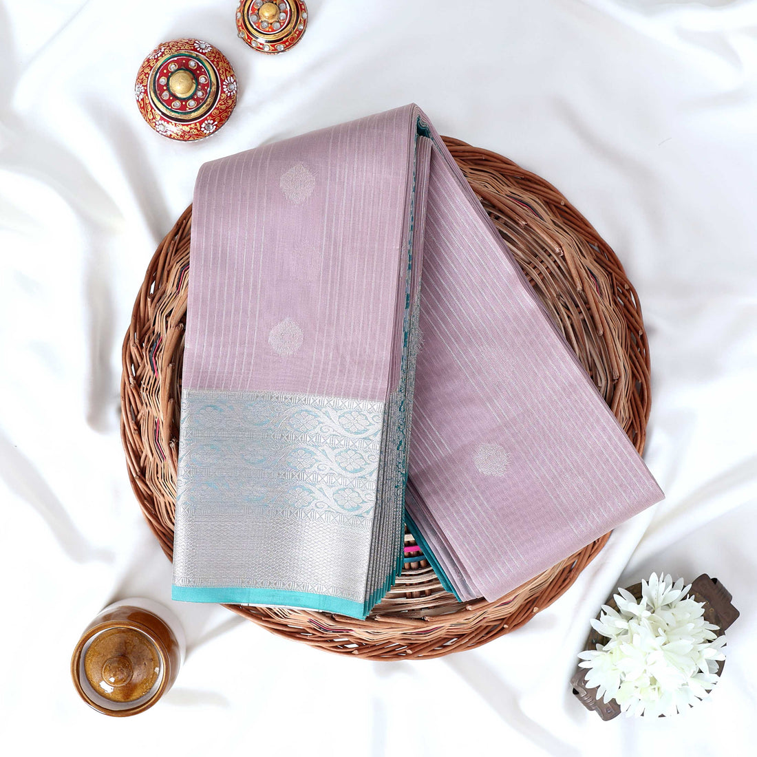 Lavender Elampillai Silk Cotton Sarees for Women | Festive & Family Events Collection | Jeyachandran - Full View