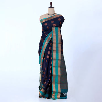 Navy Elampillai Silk Cotton Sarees for Women | Festive & Family Events Collection | Jeyachandran - Full View