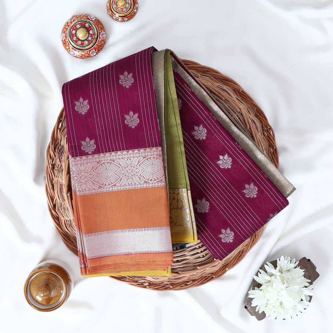 Purple Elampillai Silk Cotton Sarees for Women | Festive & Family Events Collection | Jeyachandran - Full View