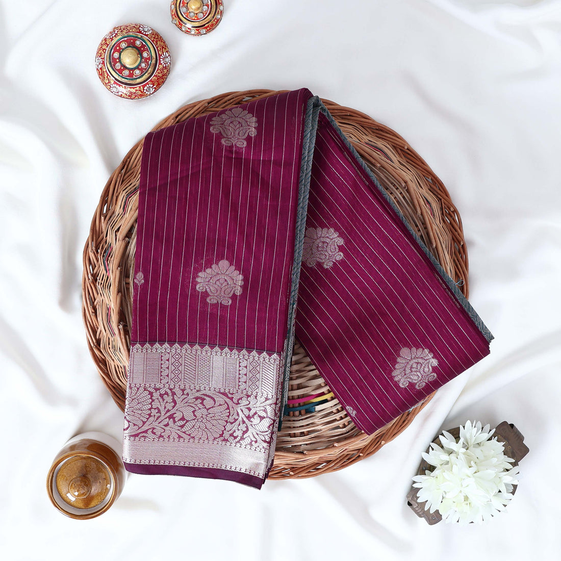 Purple Elampillai Silk Cotton Sarees for Women | Festive & Family Events Collection | Jeyachandran - Full View