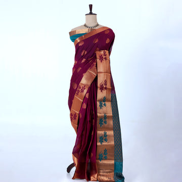 Purple Elampillai Silk Cotton Sarees for Women | Festive & Family Events Collection | Jeyachandran - Full View