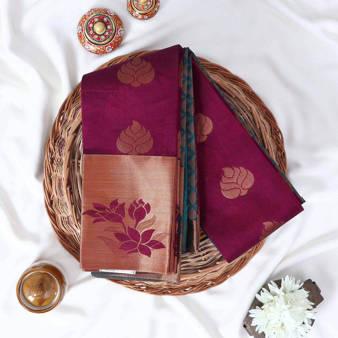Purple Elampillai Silk Cotton Sarees for Women | Festive & Family Events Collection | Jeyachandran - Full View