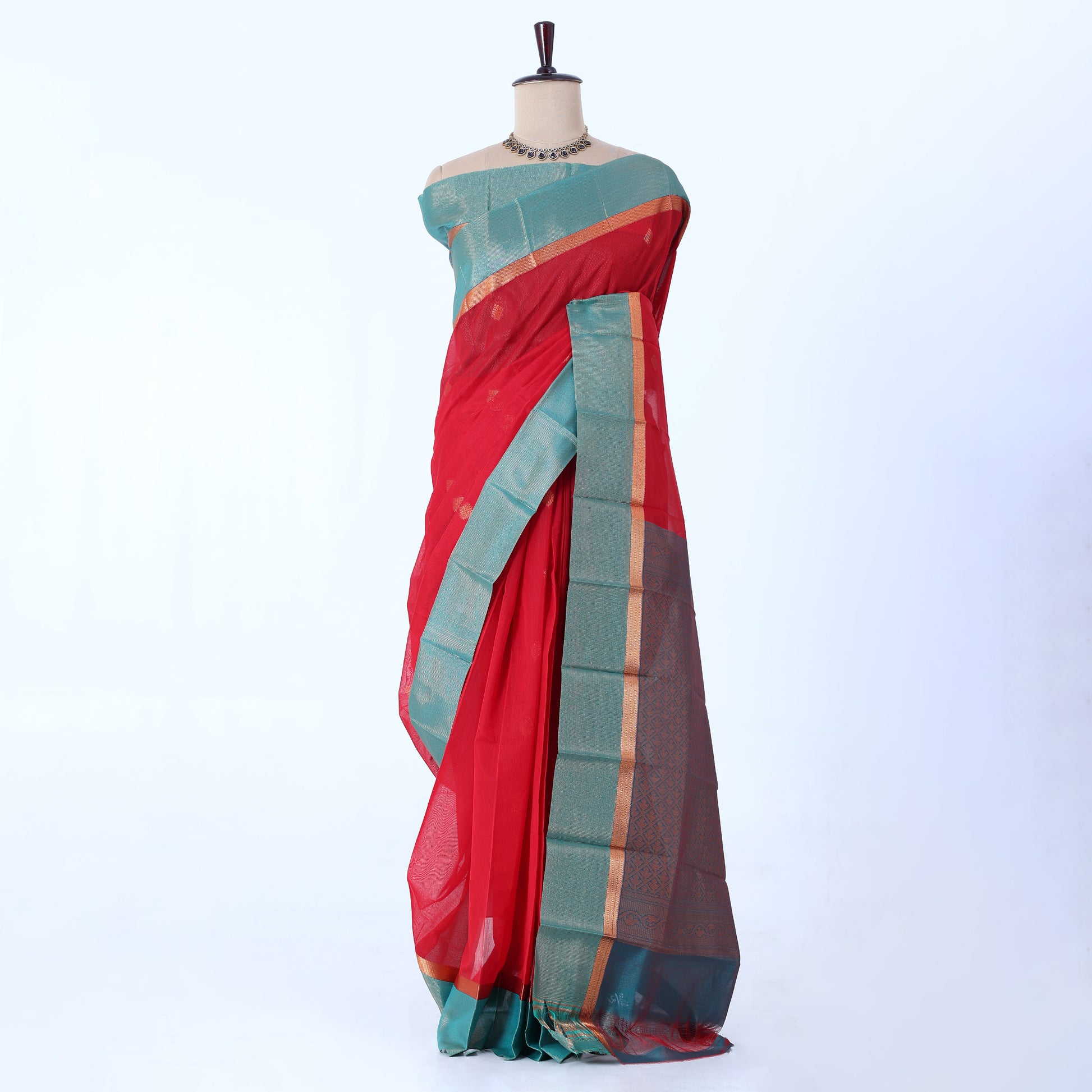 Red Elampillai Silk Cotton Sarees for Women | Festive & Family Events Collection | Jeyachandran - Full View