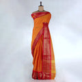 Orange Chettinad Cotton Sarees for Women | Office Wear Daily Wear & Special Occasion | Jeyachandran - Full View