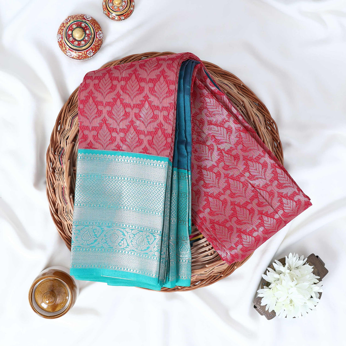 Red Elampillai Silk Cotton Sarees for Women | Festive & Family Events Collection | Jeyachandran - Full view