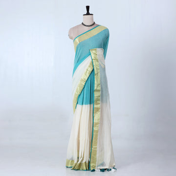 Green Mul Mul Cotton Saree for Women | Daily Office Collection | Jeyachandran - Full View