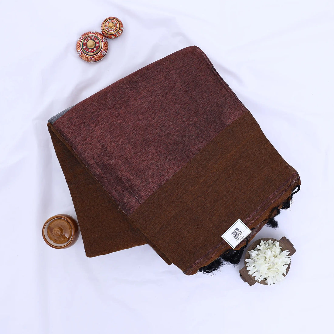 Brown Khadi Cotton Sarees for Women | Summer Wear & Daily Wear Collection | Jeyachandran - Full View