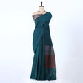 Teal Khadi Cotton Sarees for Women | Summer Wear & Daily Wear Collection | Jeyachandran - Full View