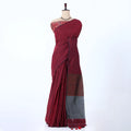 Maroon Khadi Cotton Sarees for Women | Summer Wear & Daily Wear Collection | Jeyachandran - Full View