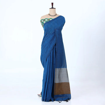 Blue Khadi Cotton Sarees for Women | Summer Wear & Daily Wear Collection | Jeyachandran - Full View