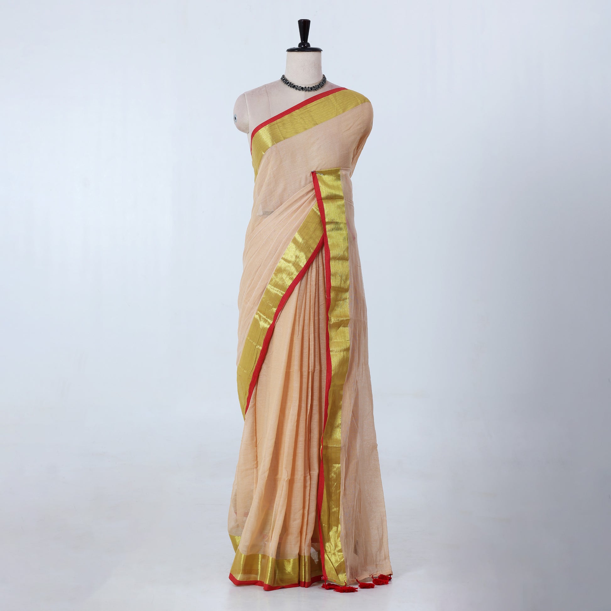 Sandal Mul Mul Cotton Saree for Women | Daily Office Collection | Jeyachandran - Full View