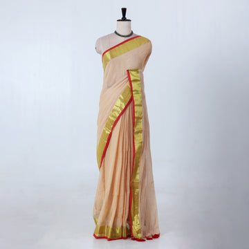 Sandal Mul Mul Cotton Saree for Women | Daily Office Collection | Jeyachandran - Full View
