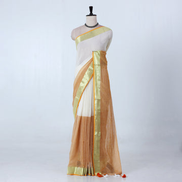 Light Sandal Mul Mul Cotton Saree for Women | Daily Office Collection | Jeyachandran - Full View