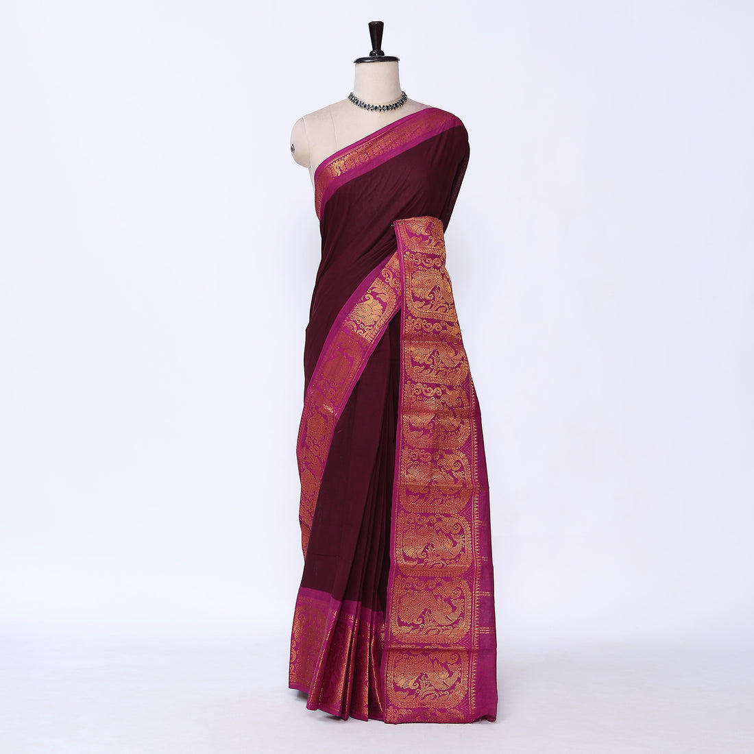 Maroon Sungudi Cotton Saree for Women | Office Casual Collection | Jeyachandran - Full View