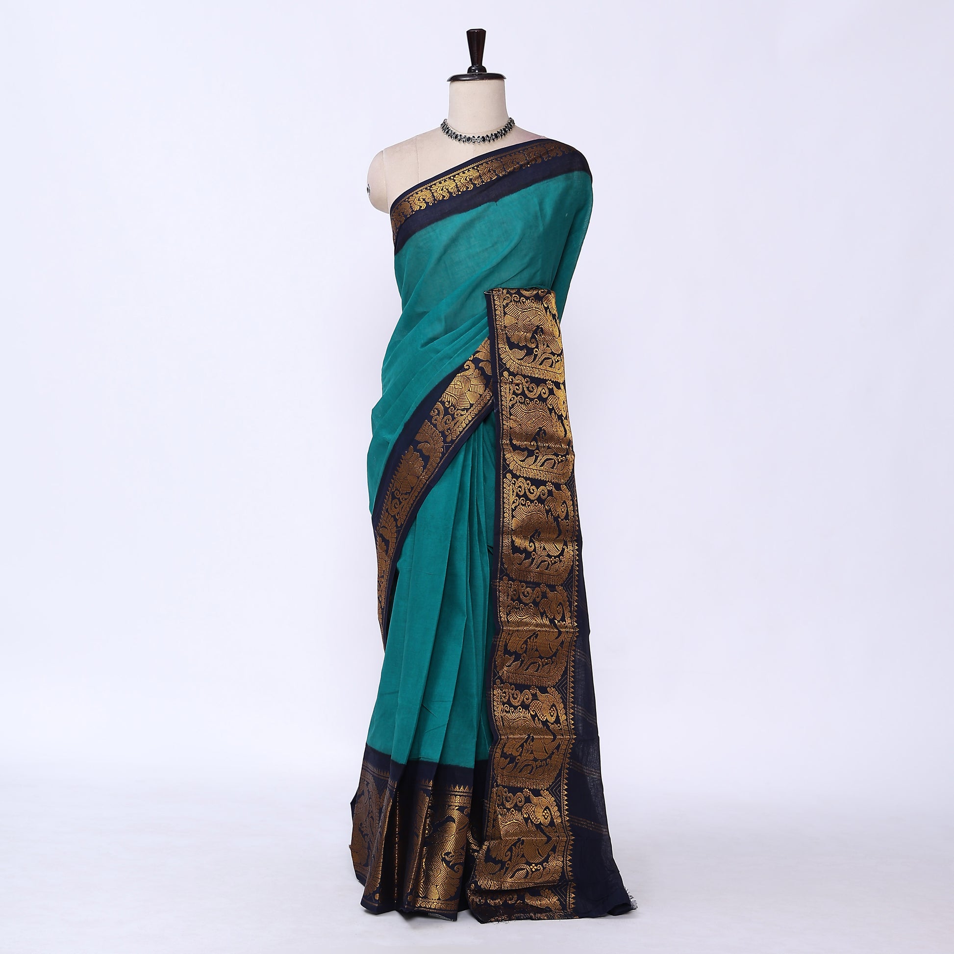 Green Sungudi Cotton Saree for Women | Office Casual Collection | Jeyachandran - Full View
