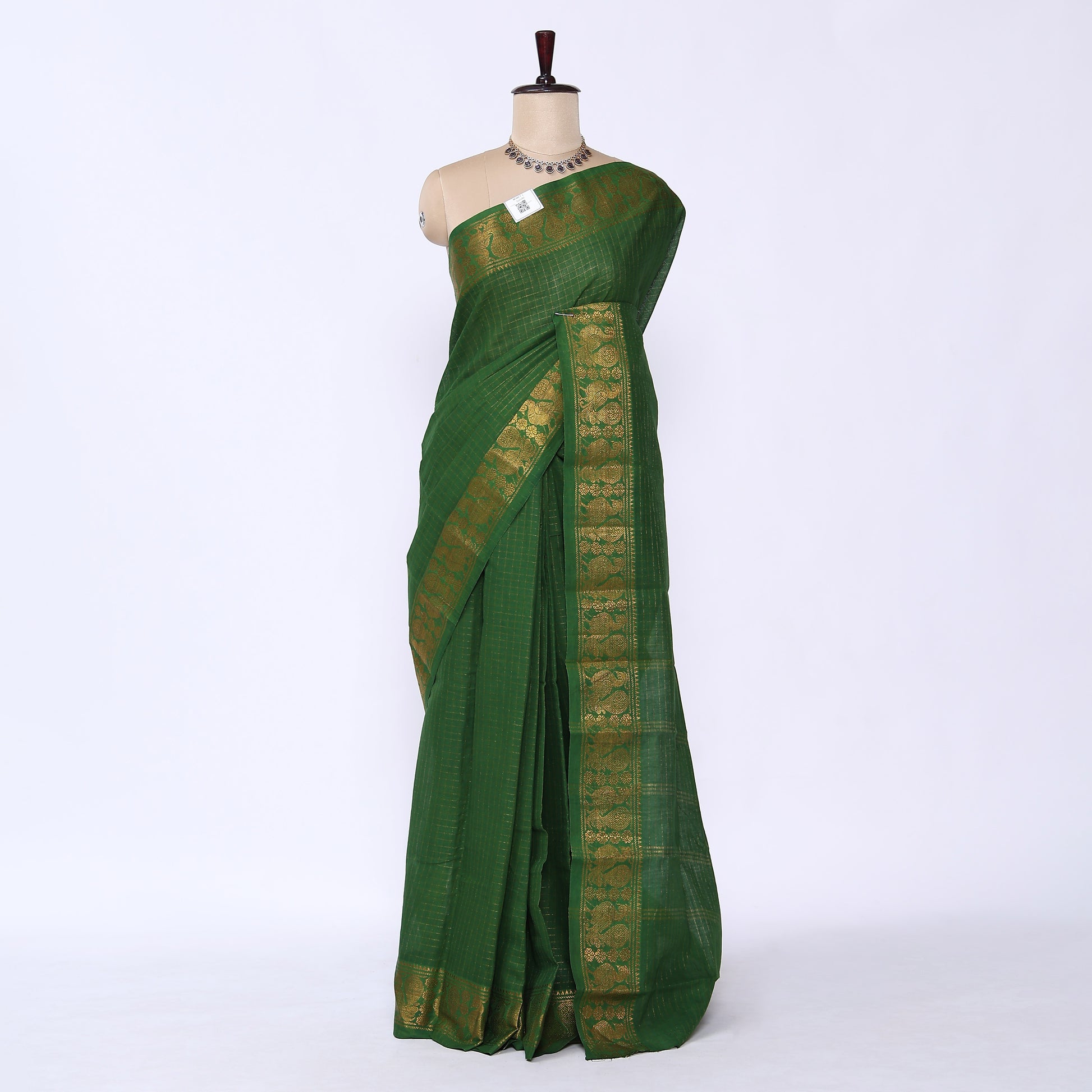 Green Sungudi Cotton Saree for Women | Office Casual Collection | Jeyachandran - Full View