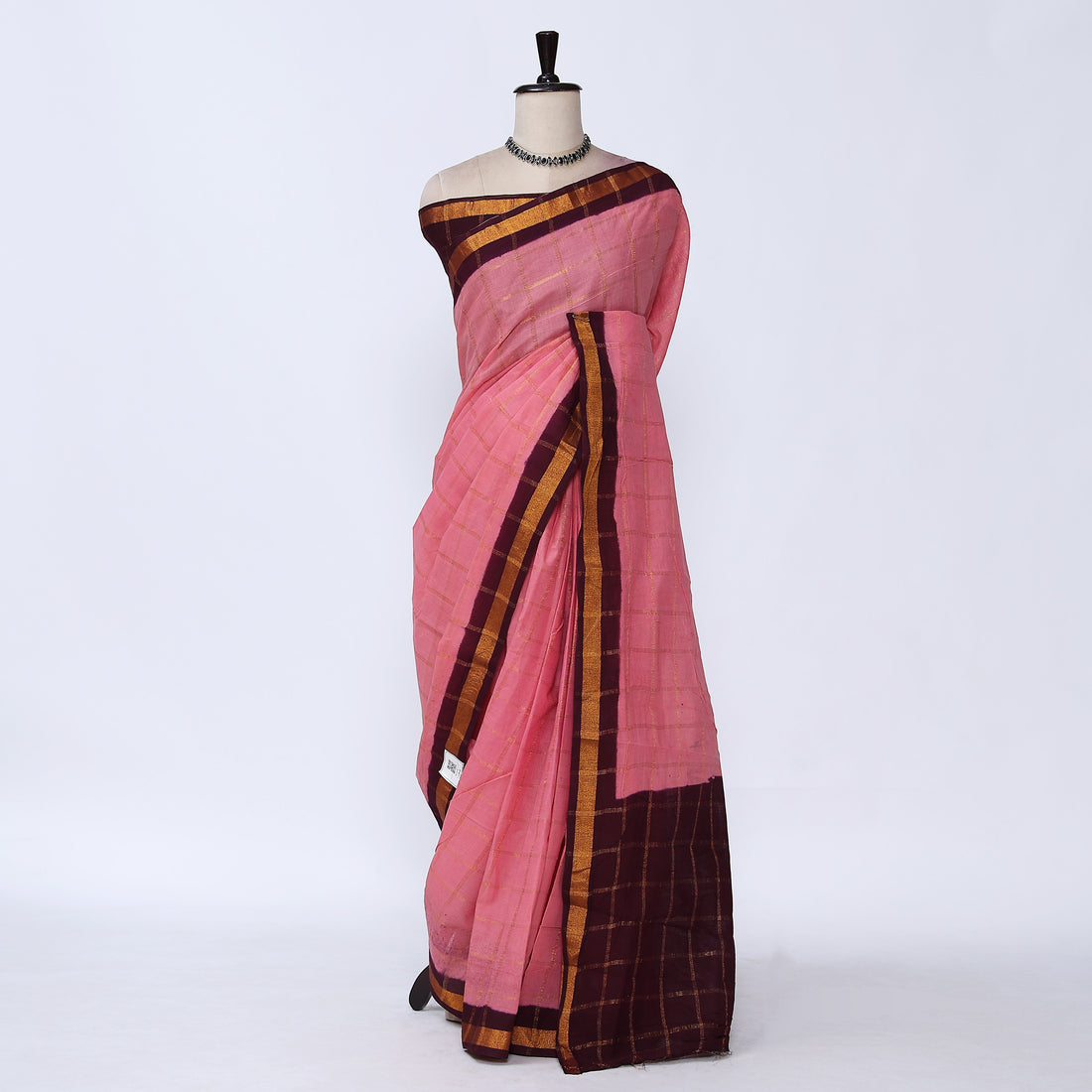 Pink Sungudi Cotton Saree for Women | Office Casual Collection | Jeyachandran - Full View
