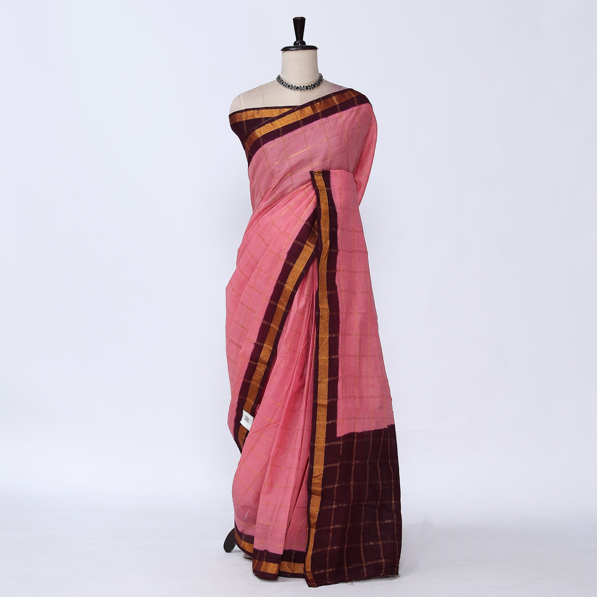 Pink Sungudi Cotton Saree for Women | Office Casual Collection | Jeyachandran - Full View
